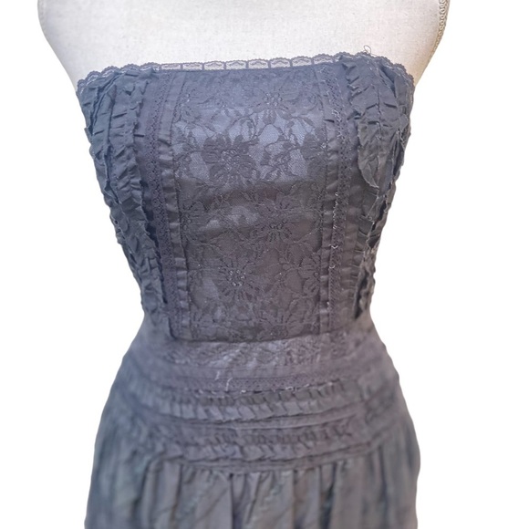 Robin Jordan black lace strapless dress with lined full skirt back zip size 2 - Picture 5 of 12